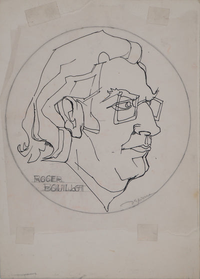 Jacques DESPIERRE : Portrait d'un Ministre (Roger Doullot?) , Dessin original (vue générale) - Crédit photo : Galerie Art.Paris