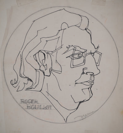 Jacques DESPIERRE : Portrait d'un Ministre (Roger Doullot?) , Dessin original (photo de détail 2) - Crédit photo : Galerie Art.Paris