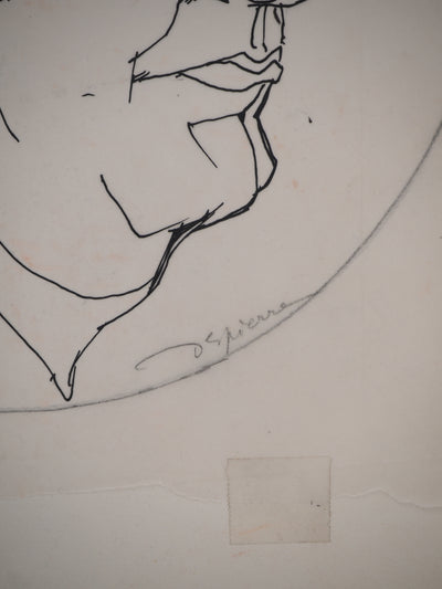 Jacques DESPIERRE : Portrait d'un Ministre (Roger Doullot?) , Dessin original (photo de détail 3) - Crédit photo : Galerie Art.Paris