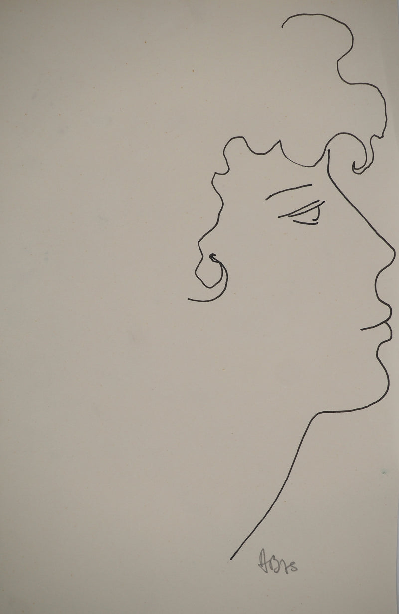 Alain BONNEFOIT : Visage angélique, Lithographie originale (photo de détail 2) - Crédit photo : Galerie Art.Paris