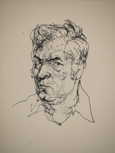 Yves-Jean COMMERE : Portrait masculin, Dessin original (photo de détail 2) - Crédit photo : Galerie Art.Paris