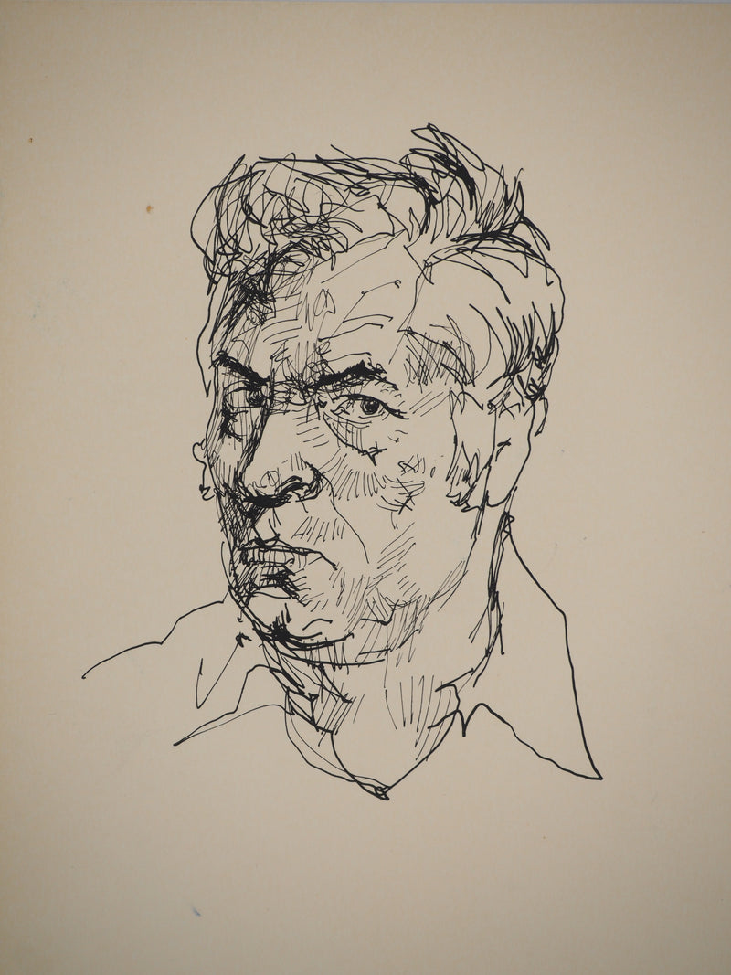 Yves-Jean COMMERE : Portrait masculin, Dessin original (photo de détail 2) - Crédit photo : Galerie Art.Paris