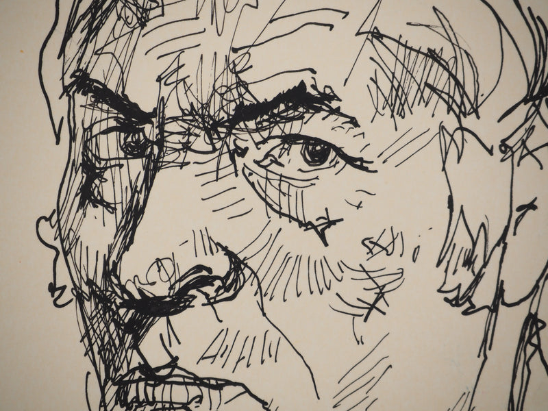 Yves-Jean COMMERE : Portrait masculin, Dessin original (photo de détail 5) - Crédit photo : Galerie Art.Paris