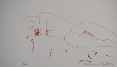 Alain BONNEFOIT : Nu allongé, Lithographie originale (vue générale) - Crédit photo : Galerie Art.Paris