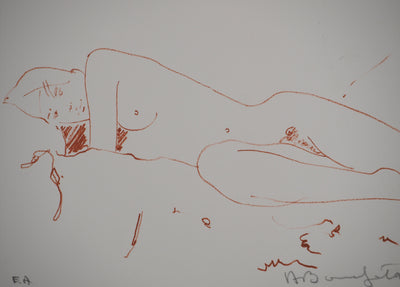 Alain BONNEFOIT : Nu allongé, Lithographie originale (photo de détail 2) - Crédit photo : Galerie Art.Paris