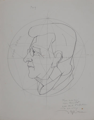 Jacques DESPIERRE : Portrait de José Artur, Dessin original (vue générale) - Crédit photo : Galerie Art.Paris