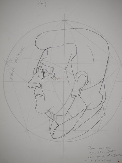 Jacques DESPIERRE : Portrait de José Artur, Dessin original (photo de détail 2) - Crédit photo : Galerie Art.Paris