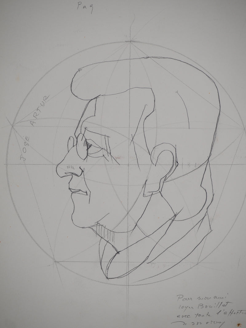 Jacques DESPIERRE : Portrait de José Artur, Dessin original (photo de détail 2) - Crédit photo : Galerie Art.Paris