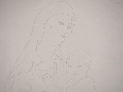 Léonard Tsuguharu FOUJITA : Vierge à l'enfant, c, Dessin original (photo de détail 8) - Crédit photo : Galerie Art.Paris