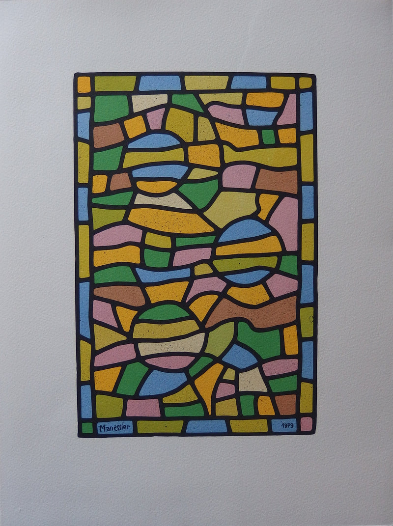 Alfred MANESSIER : Vitrail, Lithographie originale signée