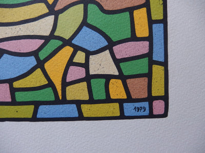Alfred MANESSIER : Vitrail, Lithographie originale signée