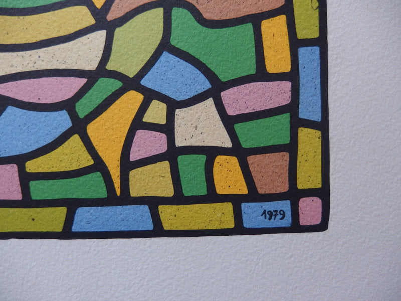 Alfred MANESSIER : Vitrail, Lithographie originale signée