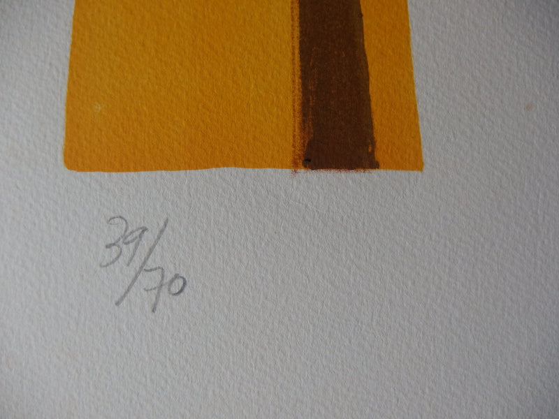 Robert SCHALLER : Lignes jaunes entrecroisées, Lithographie originale signée