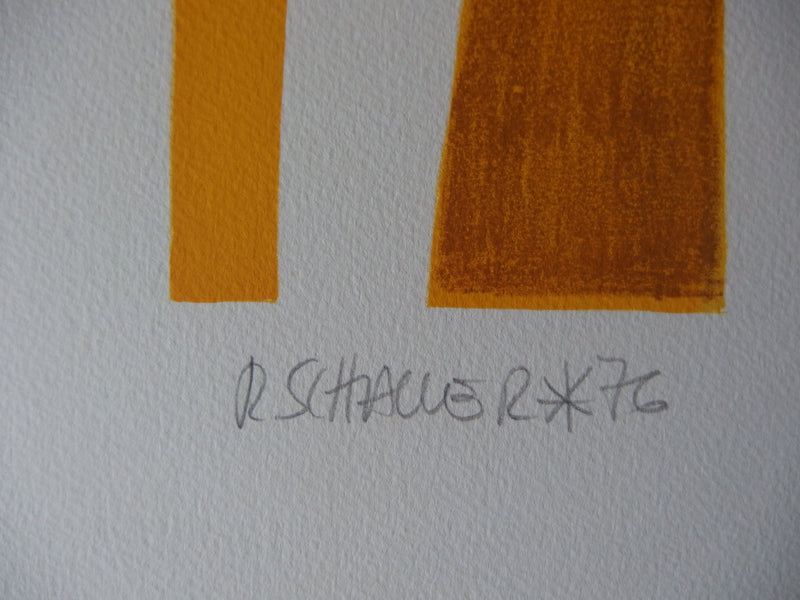 Robert SCHALLER : Lignes jaunes entrecroisées, Lithographie originale signée