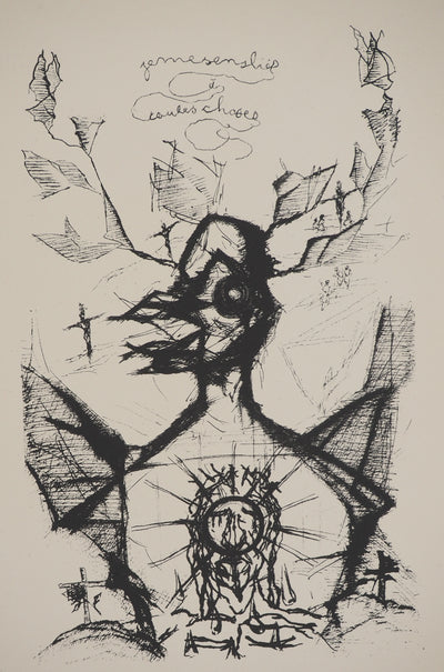 Armand Henri NAKACHE : Autel à l'oiseau, Lithographie originale (photo de détail 2) - Crédit photo : Galerie Art.Paris