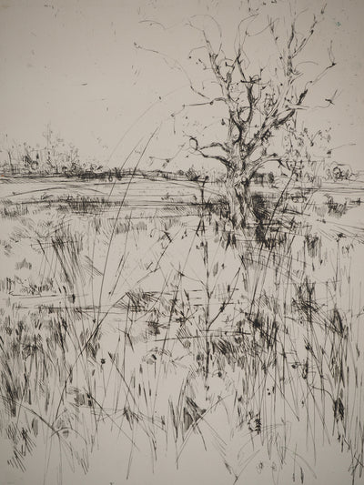 Yves-Jean COMMERE : Le champs à l'arbre, Gravure originale (photo de détail 2) - Crédit photo : Galerie Art.Paris
