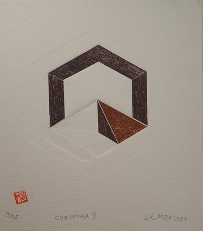 Blaise SIMON BALAZS : Hexagone en violet,, Gravure originale (vue générale) - Crédit photo : Galerie Art.Paris