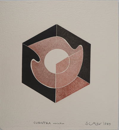 Blaise SIMON BALAZS : La colombe hexagonale, Gravure originale (vue générale) - Crédit photo : Galerie Art.Paris