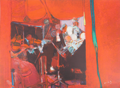 Paul AMBILLE : L'orchestre rouge, Lithographie originale (vue générale) - Crédit photo : Galerie Art.Paris