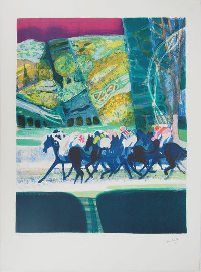 Paul AMBILLE : Course de chevaux, Lithographie originale (vue générale) - Crédit photo : Galerie Art.Paris