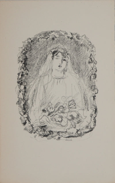 Albert ANDRE : Mariée au bouquet, Lithographie originale (vue générale) - Crédit photo : Galerie Art.Paris