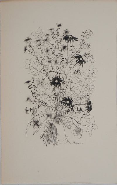 Denyse DE BRAVURA : Les fleurs du jardin, Gravure originale (vue générale) - Crédit photo : Galerie Art.Paris