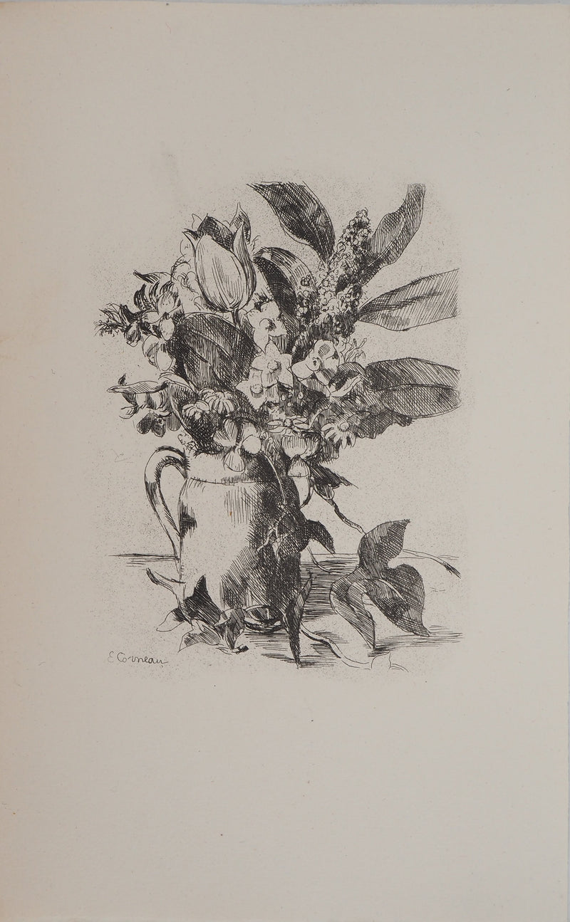 Eugène CORNEAU : Bouquet à la Glycine, Gravure originale (photo de détail 2) - Crédit photo : Galerie Art.Paris