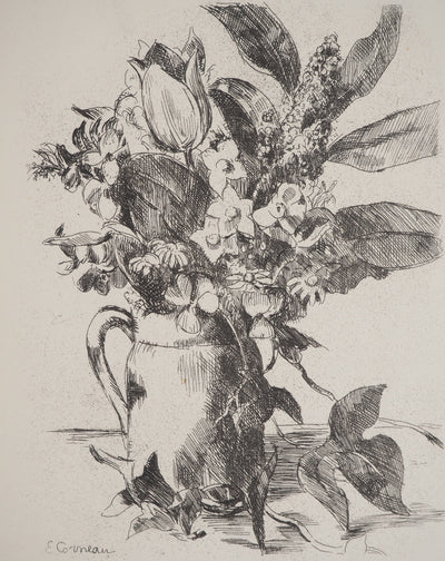 Eugène CORNEAU : Bouquet à la Glycine, Gravure originale (vue générale) - Crédit photo : Galerie Art.Paris