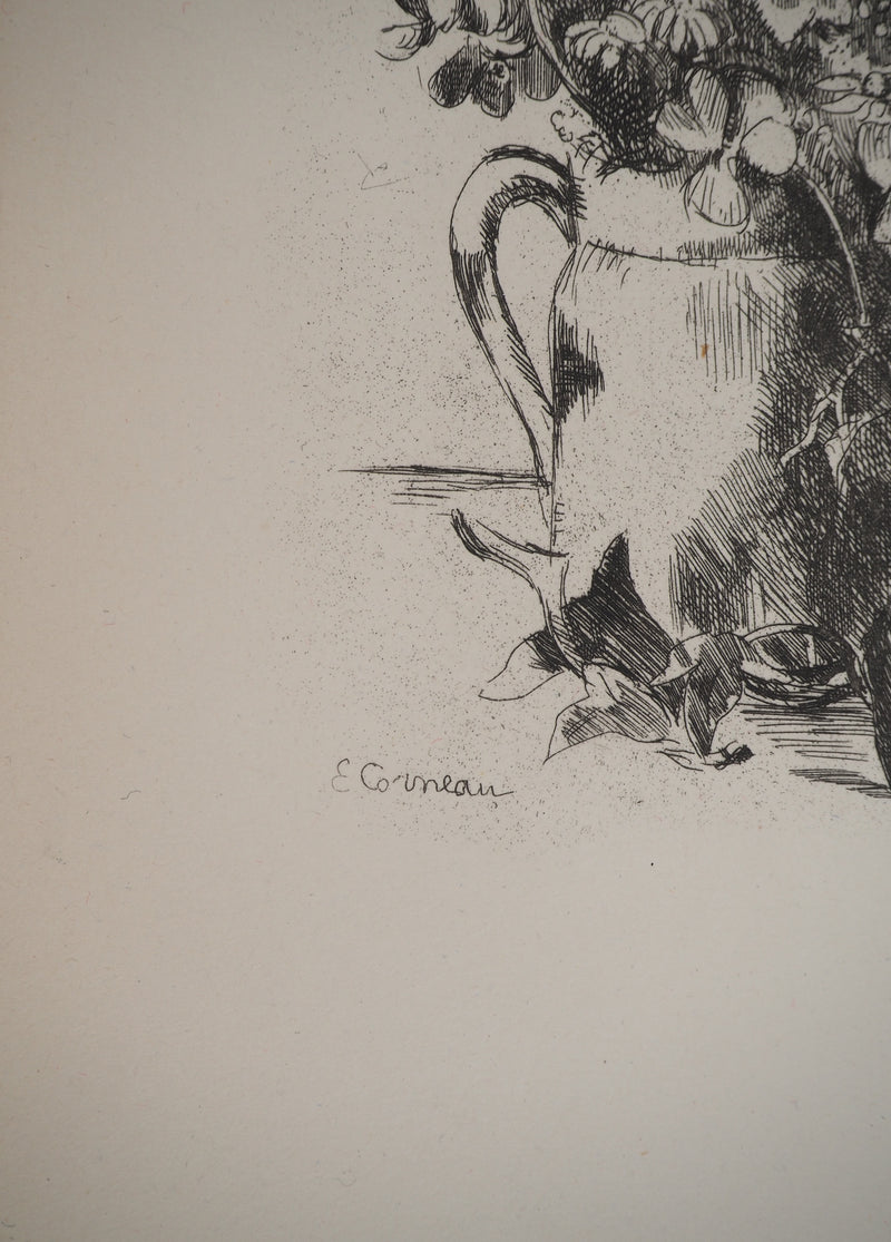 Eugène CORNEAU : Bouquet à la Glycine, Gravure originale (photo de détail 3) - Crédit photo : Galerie Art.Paris