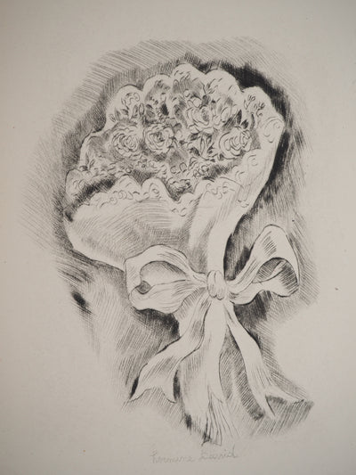 Hermine DAVID : Le bouquet de la mariée, Gravure originale (vue générale) - Crédit photo : Galerie Art.Paris