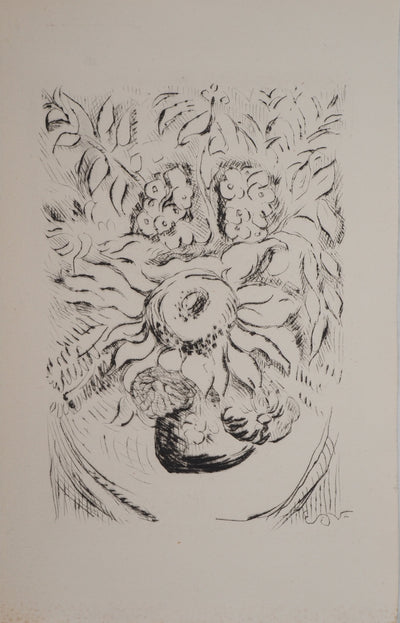 Emile OTHON FRIESZ : Bouquet au Tournesol, Gravure originale (vue générale) - Crédit photo : Galerie Art.Paris