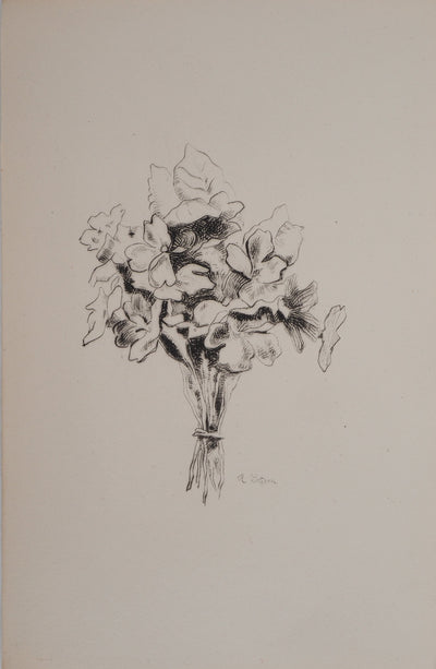 Robert LOTIRON : Le bouquet de fleurs blanches, Gravure originale (photo de détail 2) - Crédit photo : Galerie Art.Paris