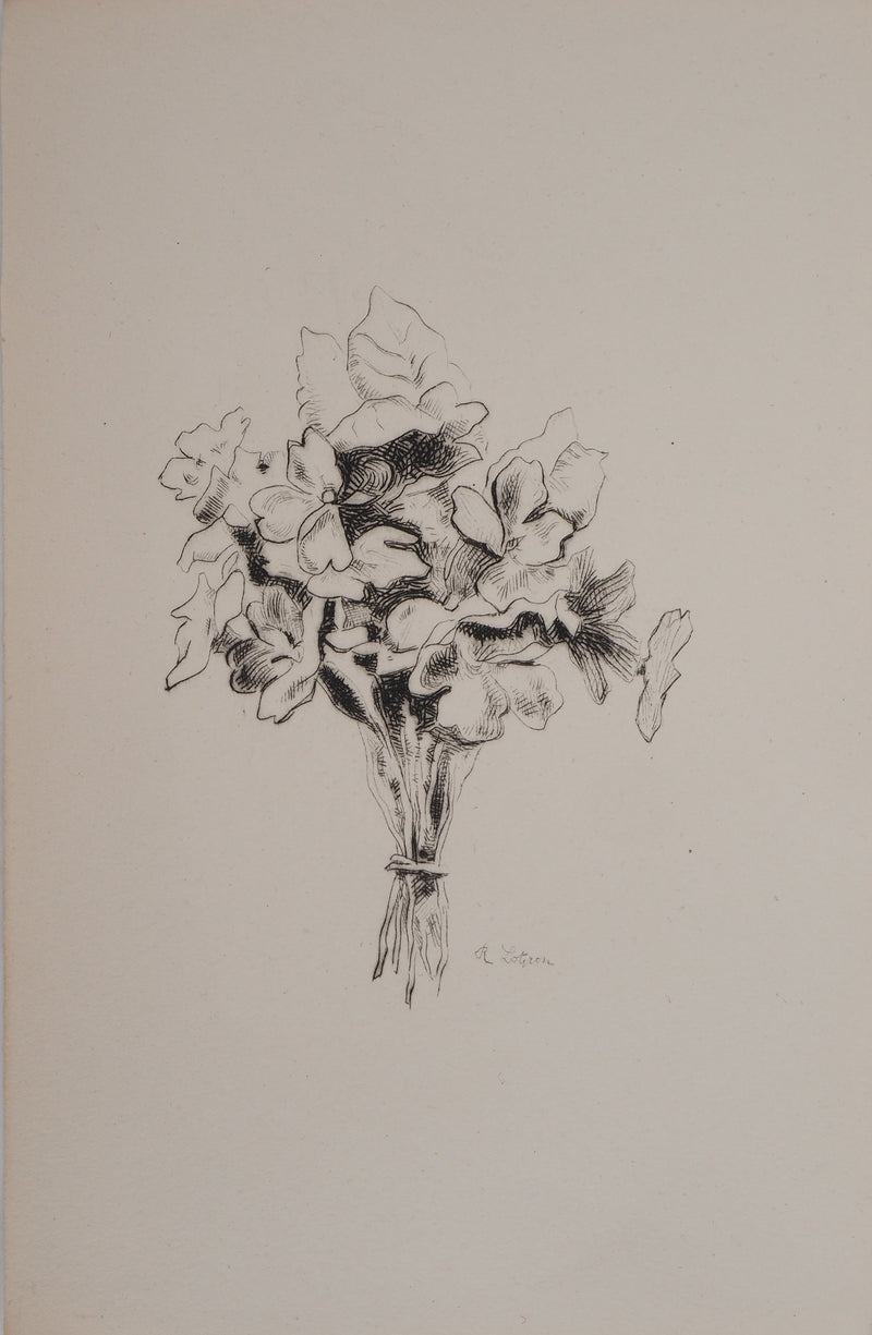 Robert LOTIRON : Le bouquet de fleurs blanches, Gravure originale (photo de détail 2) - Crédit photo : Galerie Art.Paris