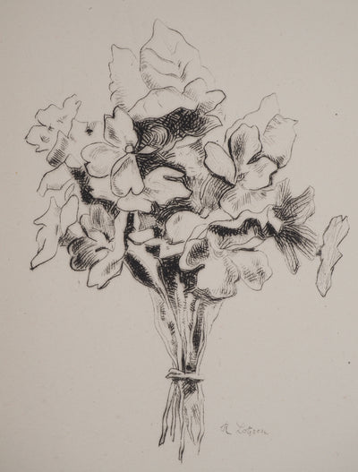 Robert LOTIRON : Le bouquet de fleurs blanches, Gravure originale (vue générale) - Crédit photo : Galerie Art.Paris