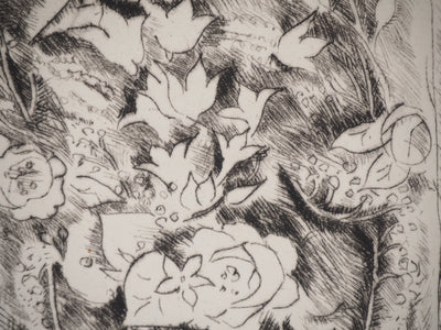 Hélène MARRE : Fleurs sous cloche, Gravure originale (photo de détail 5) - Crédit photo : Galerie Art.Paris