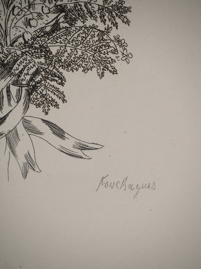 Louis TOUCHAGUES : Bouquet champêtre, Gravure originale (photo de détail 3) - Crédit photo : Galerie Art.Paris