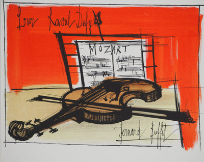 Bernard BUFFET : Mozart, Nature morte au violo, Lithographie originale (photo de détail 2) - Crédit photo : Galerie Art.Paris