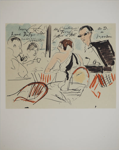 André DUNOYER DE SEGONZAC : A la terrasse d'un café, Lithographie originale (vue générale) - Crédit photo : Galerie Art.Paris