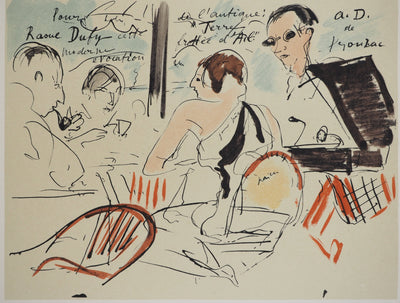 André DUNOYER DE SEGONZAC : A la terrasse d'un café, Lithographie originale (photo de détail 2) - Crédit photo : Galerie Art.Paris