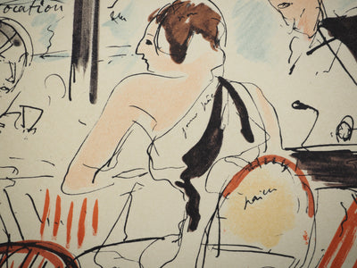 André DUNOYER DE SEGONZAC : A la terrasse d'un café, Lithographie originale (photo de détail 6) - Crédit photo : Galerie Art.Paris