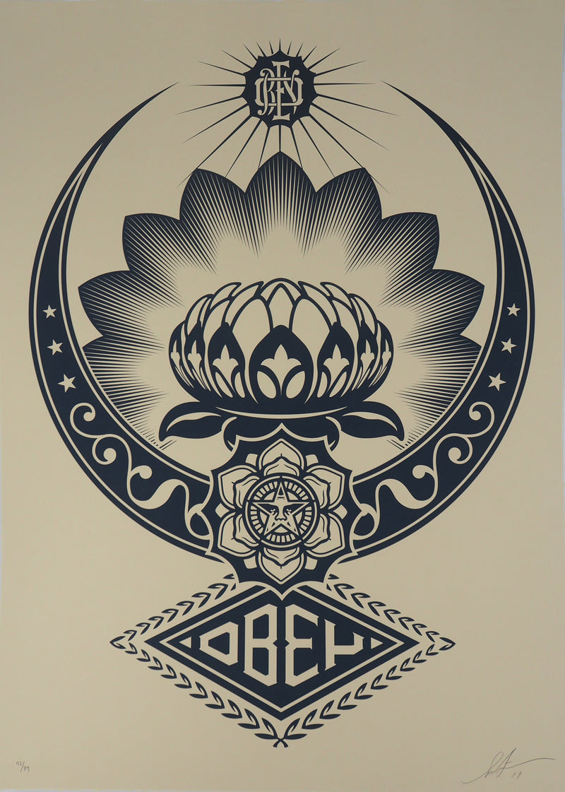 Shepard FAIREY (Obey) : Lotus Ornament, Sérigraphie originale signée