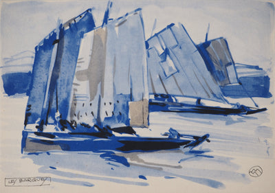 Mathurin MEHEUT : Bretagne, Barques et Voiliers, c, Héliogravure originale (vue générale) - Crédit photo : Galerie Art.Paris