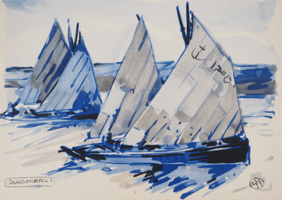 Mathurin MEHEUT : Bretagne, Les Sardiniers, c, Héliogravure originale (vue générale) - Crédit photo : Galerie Art.Paris