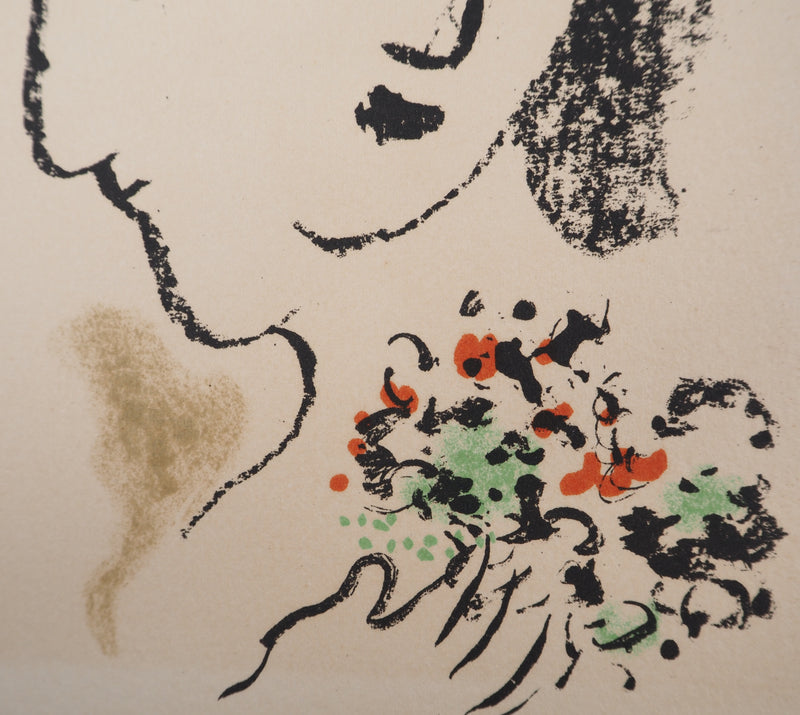 Marc CHAGALL : Double visage au bouquet, Lithographie originale (photo de détail 4) - Crédit photo : Galerie Art.Paris