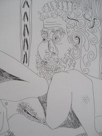 Pablo PICASSO : Femme aux fleurs et portrait de barbu, avec Degas de profil, Gravure originale (photo de détail 7) - Crédit photo : Galerie Art.Paris