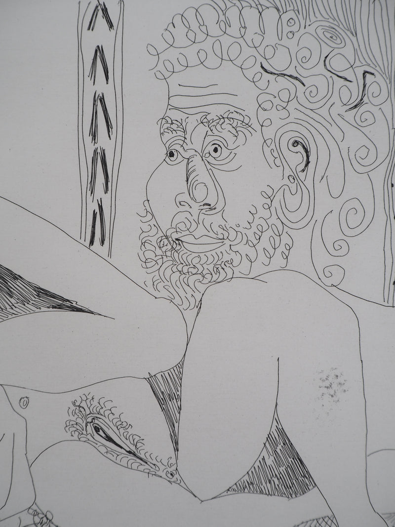 Pablo PICASSO : Femme aux fleurs et portrait de barbu, avec Degas de profil, Gravure originale (photo de détail 7) - Crédit photo : Galerie Art.Paris