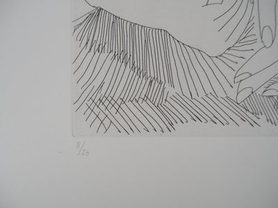 Pablo PICASSO : Femme aux fleurs et portrait de barbu, avec Degas de profil, Gravure originale (photo de détail 8) - Crédit photo : Galerie Art.Paris