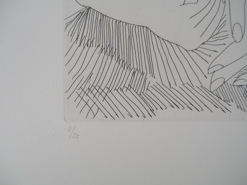 Pablo PICASSO : Femme aux fleurs et portrait de barbu, avec Degas de profil, Gravure originale (photo de détail 8) - Crédit photo : Galerie Art.Paris
