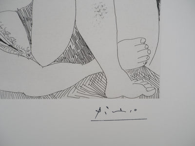 Pablo PICASSO : Femme aux fleurs et portrait de barbu, avec Degas de profil, Gravure originale (photo de détail 2) - Crédit photo : Galerie Art.Paris
