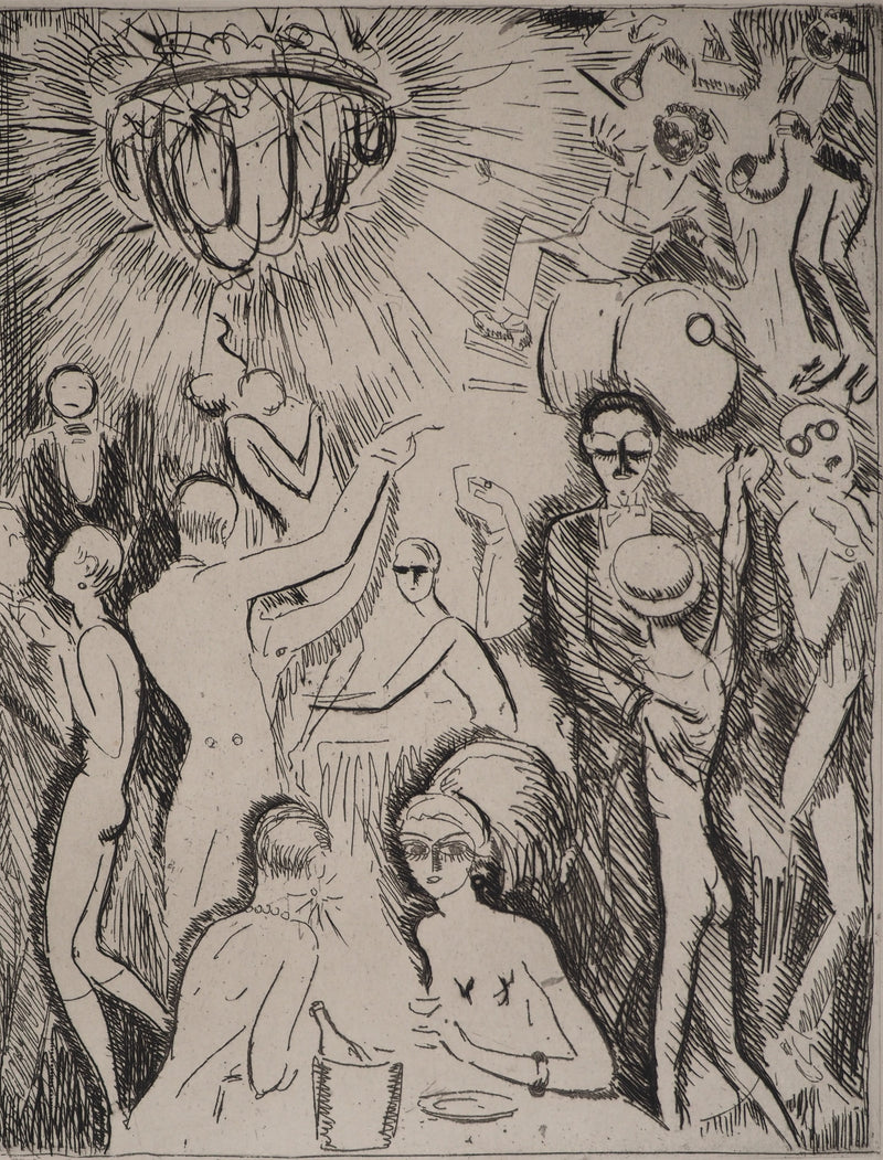 Kees VAN DONGEN : Tableaux de Paris : Club parisien, Gravure original (vue générale) - Crédit photo : Galerie Art.Paris